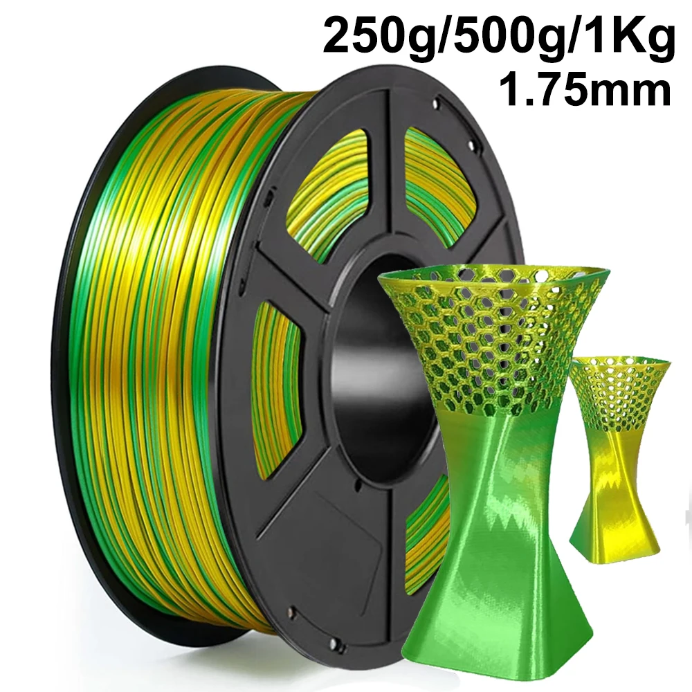 Двойной цвет шелкового золотисто-зеленого 3D-принтера PLA Filament 200 г 500 г 1 кг 1,75 мм Двухцветный шелково-зеленый цвет для 3D-печати Материал
Двойной цвет шелкового золотисто-зеленого 3D-принтера PLA Filament 200 г 500 г 1 кг 1,75 мм Двухцветный шелково-зеленый цвет для 3D-печати Материал