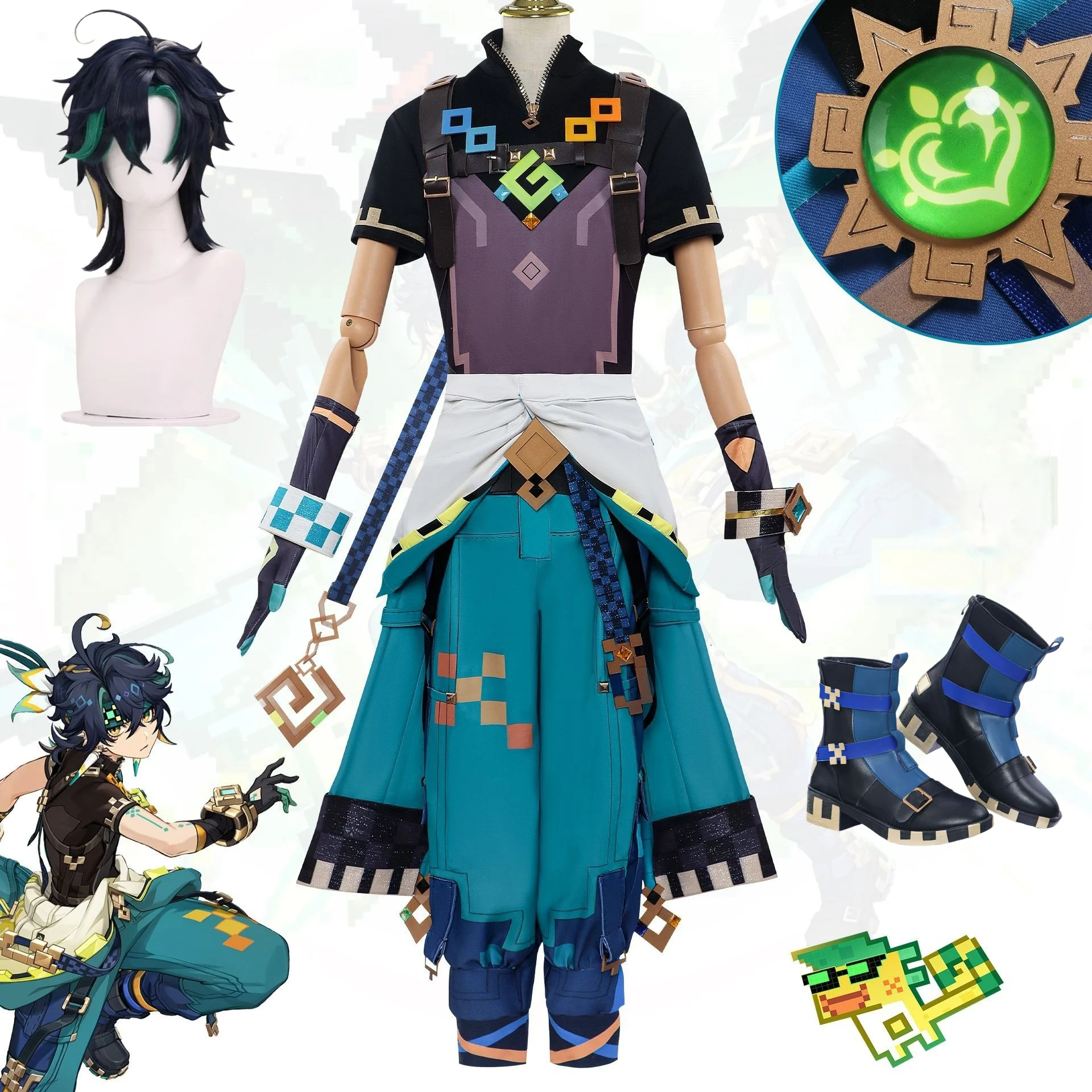 Kinich Cosplay Game Genshin Impact Turnfire Hunt Costume Wig
Kinich Cosplay Game Genshin Impact Turnfire Hunt Costume Wig