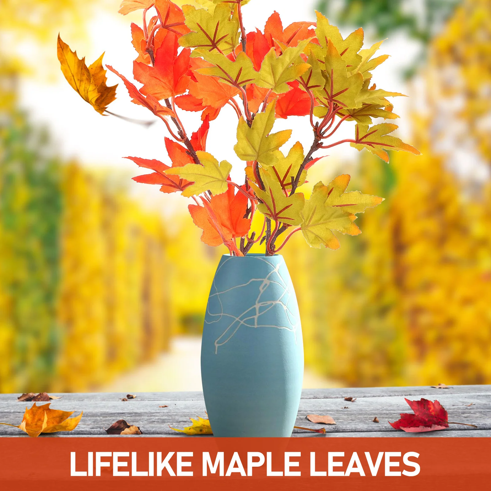 4Pcs Maple Leaf Pick Artificial Plastic Fall Leaves Branch Realistic Fake Maple Leaf Stems Table Centerpiece Vase Filling
4Pcs Maple Leaf Pick Artificial Plastic Fall Leaves Branch Realistic Fake Maple Leaf Stems Table Centerpiece Vase Filling