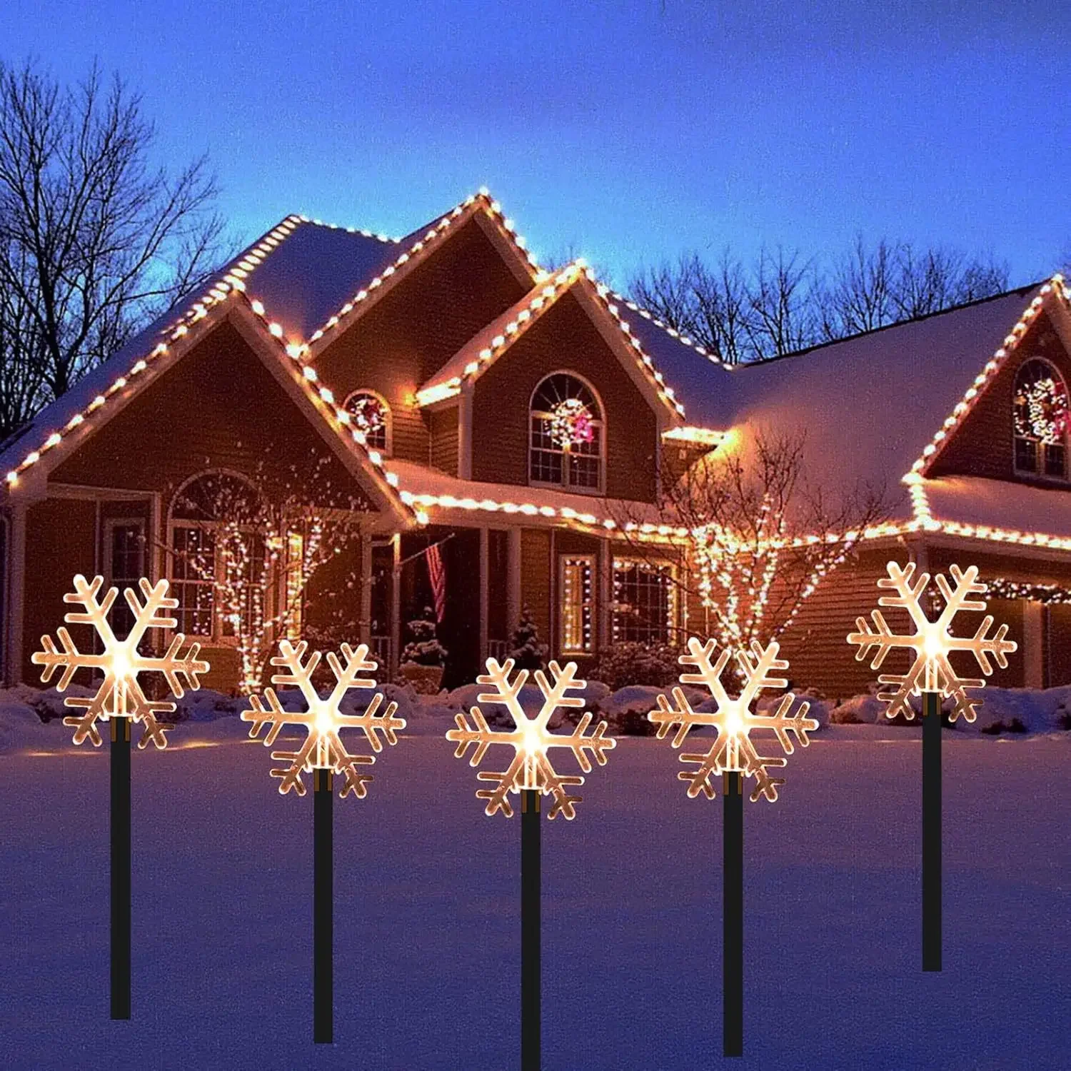 Outdoor Solar Christmas Lights Christmas Snowflake Star Solar Powered Lawn Light Set of 5 Waterproof Pathway Stake Lights
Outdoor Solar Christmas Lights Christmas Snowflake Star Solar Powered Lawn Light Set of 5 Waterproof Pathway Stake Lights