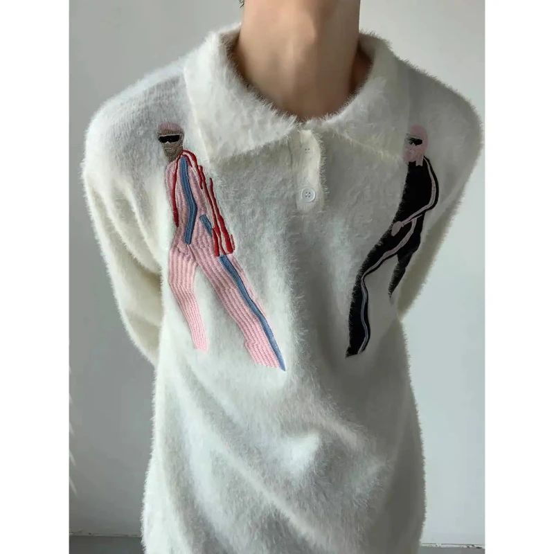 Lapel design jumper embroidered imitation mink down sweater men winter comfortable loose y2k tight knit school style top
Lapel design jumper embroidered imitation mink down sweater men winter comfortable loose y2k tight knit school style top