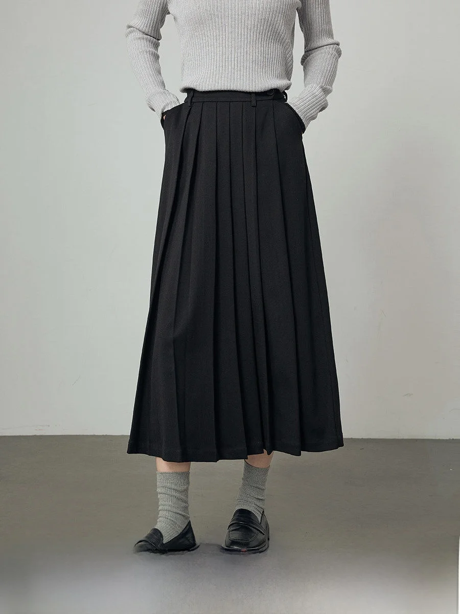 High Waist Pleated Midi Skirt Women's Spring New Style Asymmetrical Black A-Line Skirt Slimming Effect Half-length Skirts
High Waist Pleated Midi Skirt Women's Spring New Style Asymmetrical Black A-Line Skirt Slimming Effect Half-length Skirts