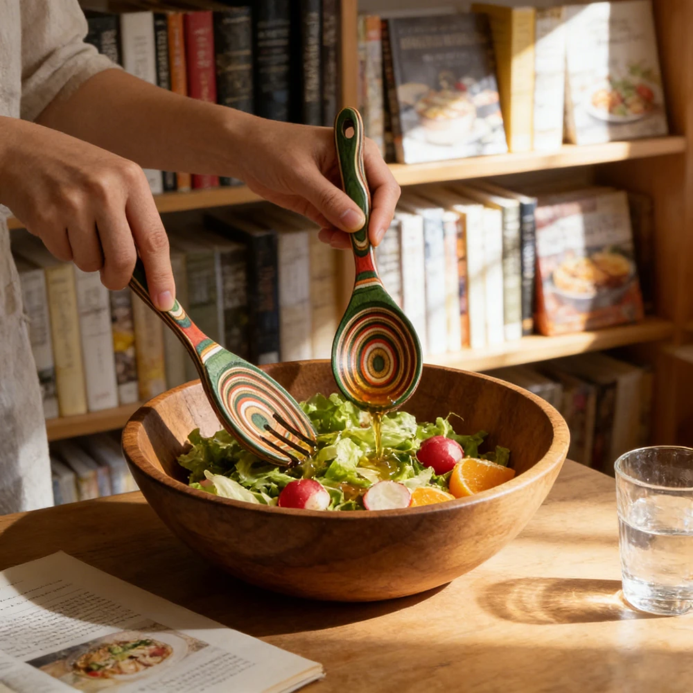 IK Wooden Salad Server Set Long Handle Pakkawood Salad Fork & Spoon Set Eco Friendly Salad Serving Utensils
IK Wooden Salad Server Set Long Handle Pakkawood Salad Fork & Spoon Set Eco Friendly Salad Serving Utensils