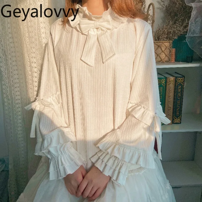 Осенне-зимняя вязаная базовая кофта с длинными рукавами в японском стиле, нежная, милая, в стиле Лолита, с воротником-стойкой и бантом, внутренний пуловер
Осенне-зимняя вязаная базовая кофта с длинными рукавами в японском стиле, нежная, милая, в стиле Лолита, с воротником-стойкой и бантом, внутренний пуловер