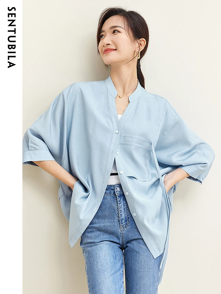 SENTUBILA Women's Casual Shirt Lyocell 2025 Autumn V-Neck Three Quarter Sleeve Loose Patch Pockets Oversize Shirts M33C50487
SENTUBILA Women's Casual Shirt Lyocell 2025 Autumn V-Neck Three Quarter Sleeve Loose Patch Pockets Oversize Shirts M33C50487