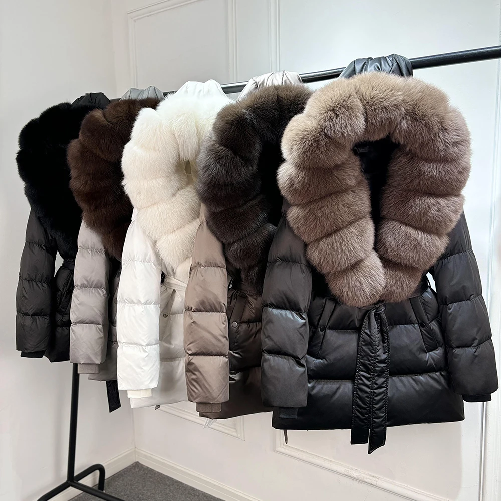Fur Collar down Jacket Women's Mid-Length Thickened Warm Coat Belted Waist Design Fashionable Winter Outerwear
Fur Collar down Jacket Women's Mid-Length Thickened Warm Coat Belted Waist Design Fashionable Winter Outerwear