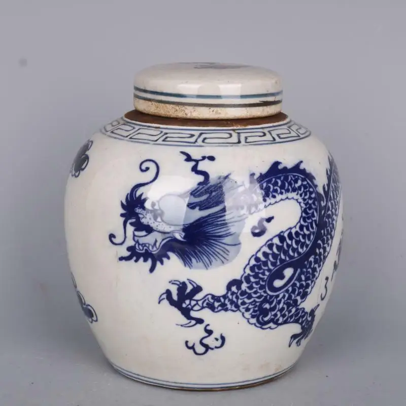 Chinese Blue and White Porcelain Pot Qing Guangxu Dragon Design Tea Caddy 6.0"
Chinese Blue and White Porcelain Pot Qing Guangxu Dragon Design Tea Caddy 6.0"