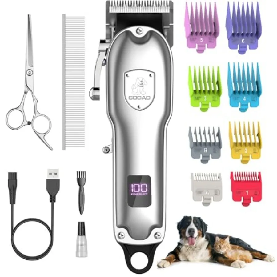 Dog Clippers for Grooming for Heavy Thick HairandCoats, Low Noise Dog Hair Trimmer, Rechargeable Cordless Pet Shaver with Stain
Dog Clippers for Grooming for Heavy Thick HairandCoats, Low Noise Dog Hair Trimmer, Rechargeable Cordless Pet Shaver with Stain