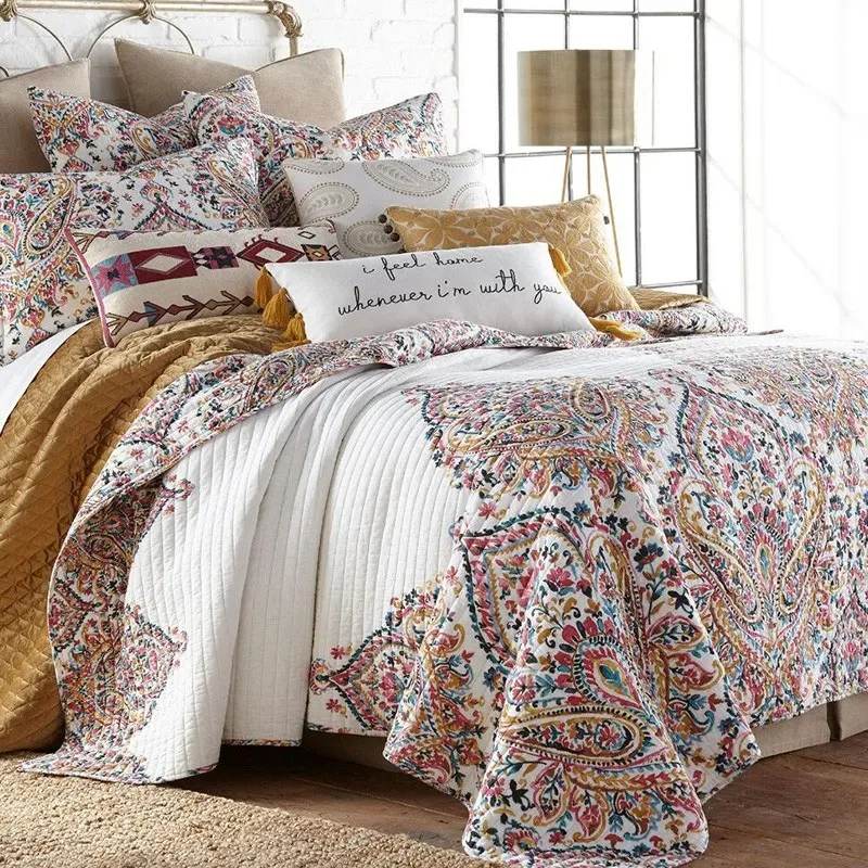 Boho Style Quilt Blanket Quilted Bedspread with 2pc Pillowcases Bedspread on the Bed Linen Plaid Coverlet Cubrecam Bed Cover
Boho Style Quilt Blanket Quilted Bedspread with 2pc Pillowcases Bedspread on the Bed Linen Plaid Coverlet Cubrecam Bed Cover