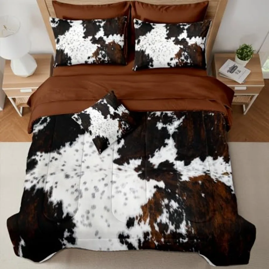 Comforter Set 8 Pieces Bed in a Bag Black White Cow Skin Print Western Farmhouse Animal Fur Bedding Set
Comforter Set 8 Pieces Bed in a Bag Black White Cow Skin Print Western Farmhouse Animal Fur Bedding Set