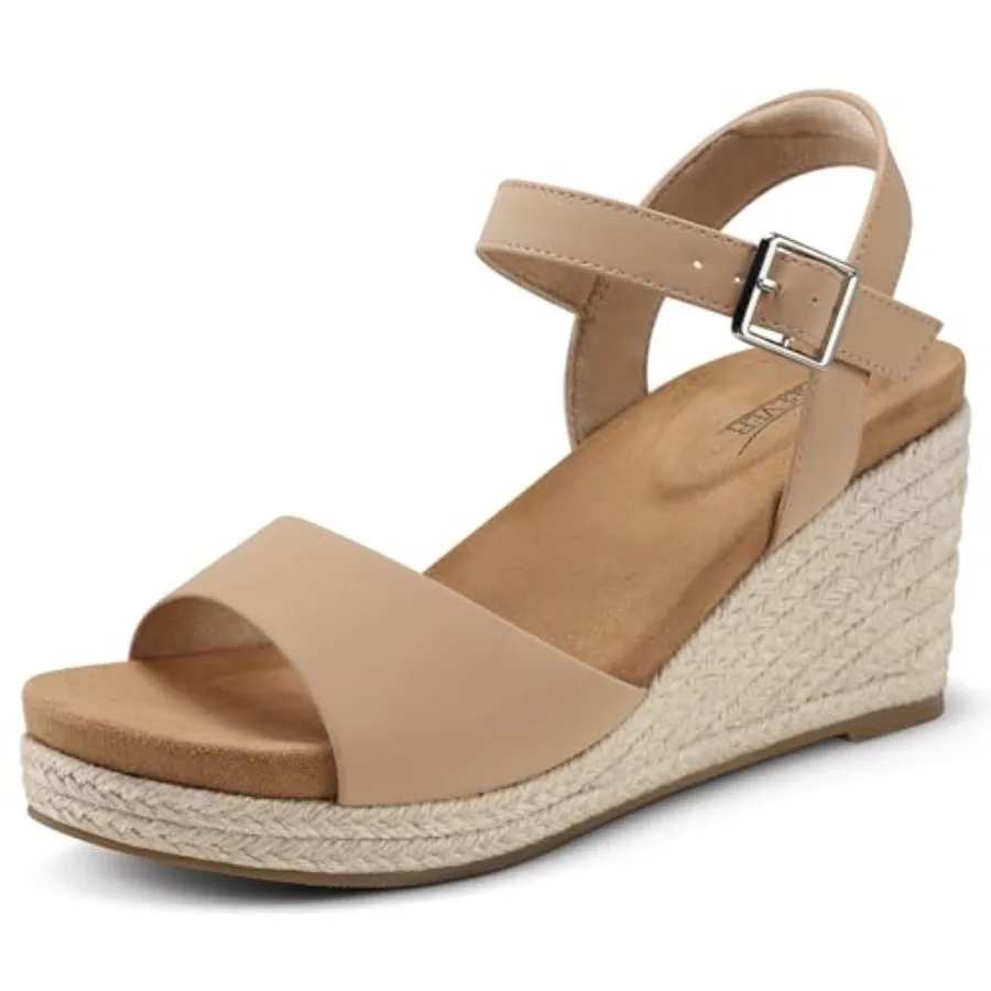 SHIBEVER Women's Wedge Platform Sandals: Espadrille Dressy Comfortable Summer Open Toe Ankle Strap Buckle Women Sandal
SHIBEVER Women's Wedge Platform Sandals: Espadrille Dressy Comfortable Summer Open Toe Ankle Strap Buckle Women Sandal