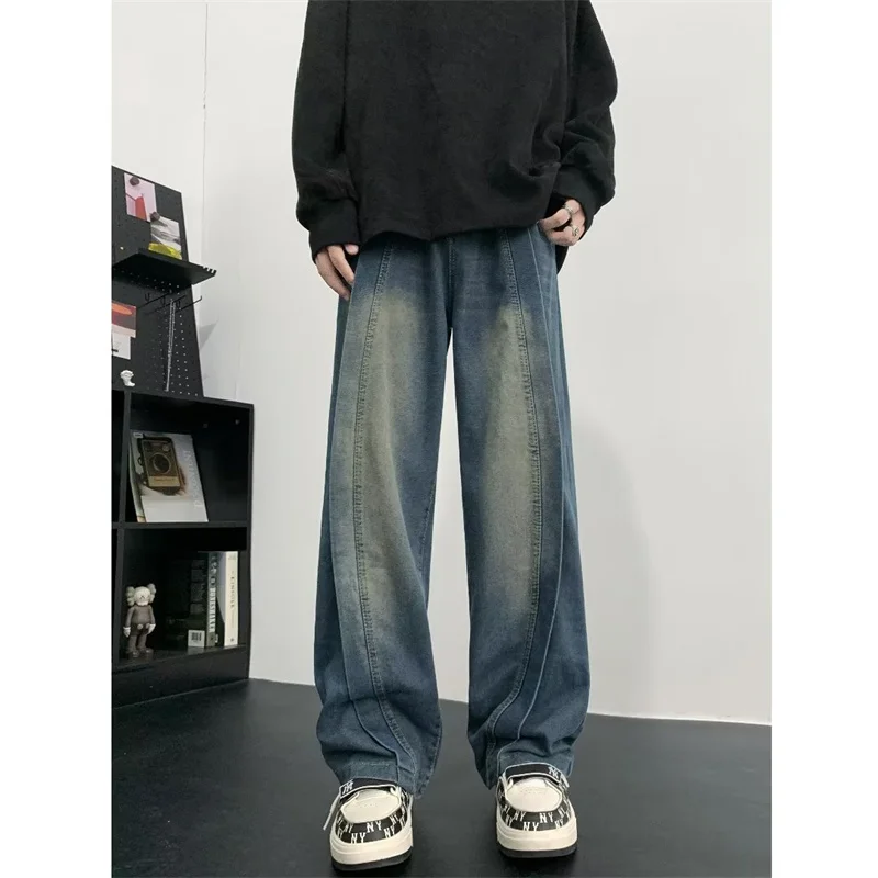 Brand Men's Jeans Korean Version Student Casual Pants High Street Straight Loose Wide Leg Jeans Black Blue Baggy Jeans A119
Brand Men's Jeans Korean Version Student Casual Pants High Street Straight Loose Wide Leg Jeans Black Blue Baggy Jeans A119