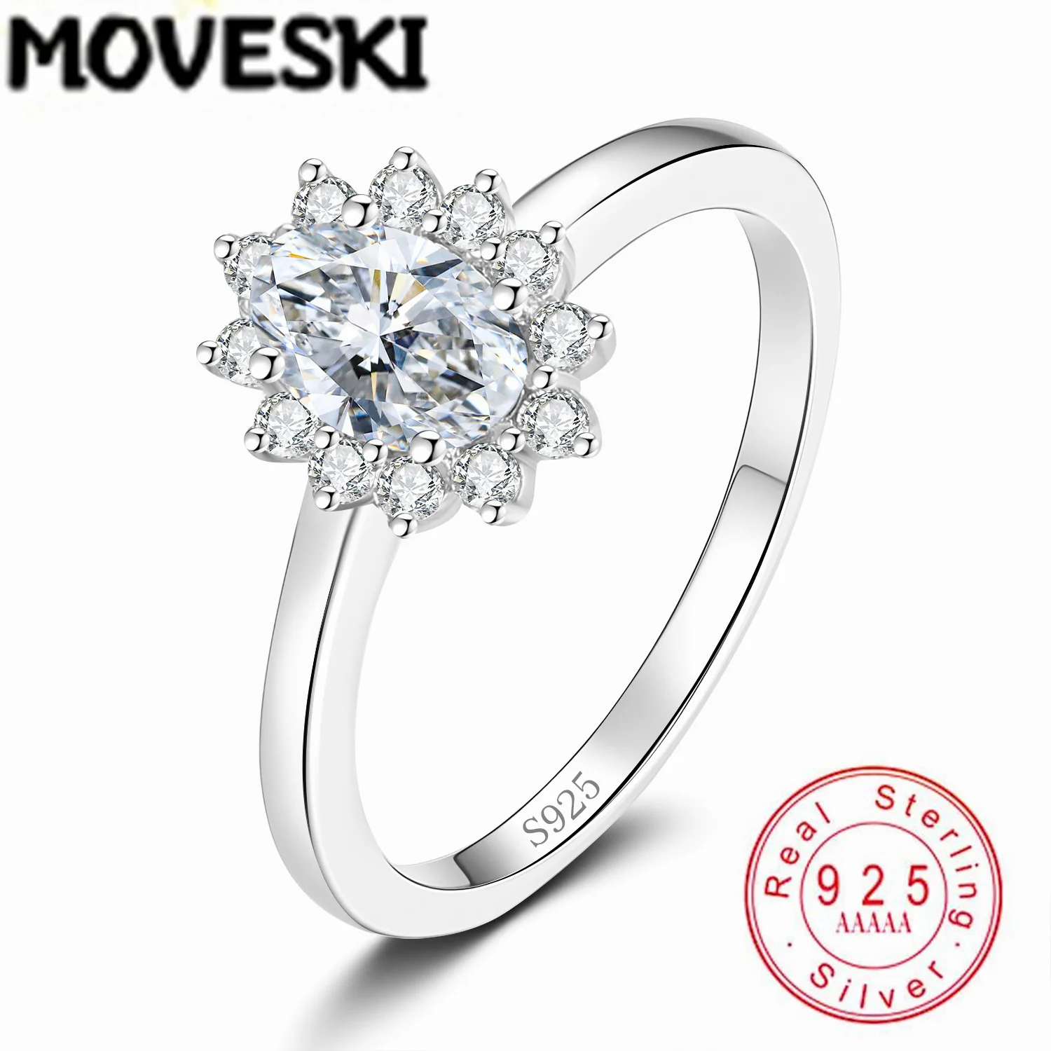 925 Sterling Silver 0.5CT/1CT Oval Cut Moissanite Sunflower Halo Ring Engagement Wedding Band for Women Jewelry
925 Sterling Silver 0.5CT/1CT Oval Cut Moissanite Sunflower Halo Ring Engagement Wedding Band for Women Jewelry