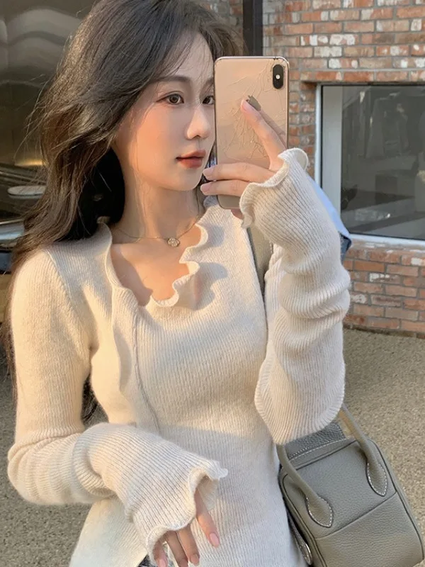 Slim Fit Women's Knitted Sweater V-Ne Long Sve Thermal Regular Thin Pure Color Autumn Winter Inner Wear with Wood G...
Slim Fit Women's Knitted Sweater V-Ne Long Sve Thermal Regular Thin Pure Color Autumn Winter Inner Wear with Wood G...