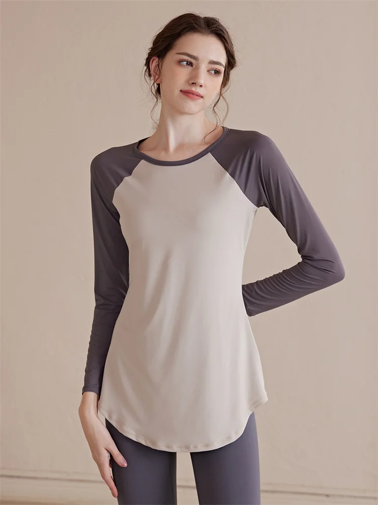 Women's Yoga Top Fitn Sport Long Sve Running T-irt Butt Covering High-End Color Blo Silk Blend round Ne Tee
Women's Yoga Top Fitn Sport Long Sve Running T-irt Butt Covering High-End Color Blo Silk Blend round Ne Tee