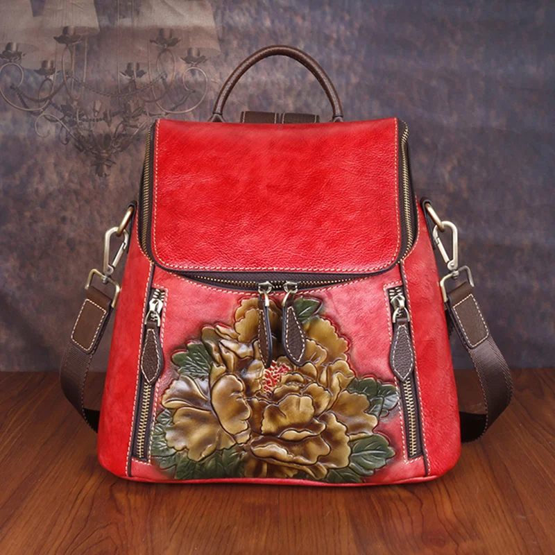 Women Backpack Genuine Leather Flower Pattern Real Cowhide Rucksack Female 3 Use Vintage Shoulder Bag Daypack Travel Knapsack
Women Backpack Genuine Leather Flower Pattern Real Cowhide Rucksack Female 3 Use Vintage Shoulder Bag Daypack Travel Knapsack