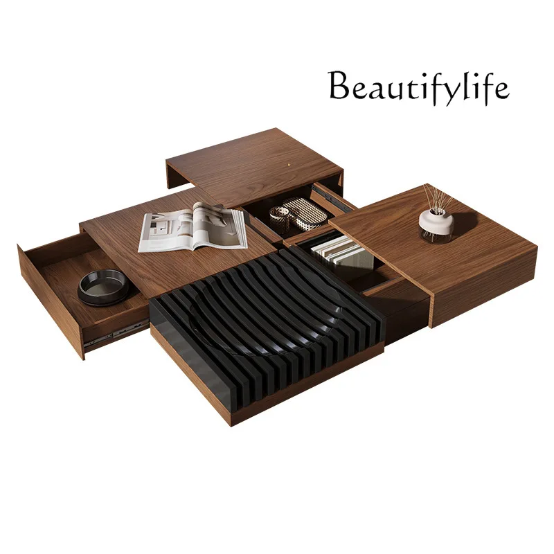 Nordic black walnut color coffee table storage square simple coffee table
Nordic black walnut color coffee table storage square simple coffee table