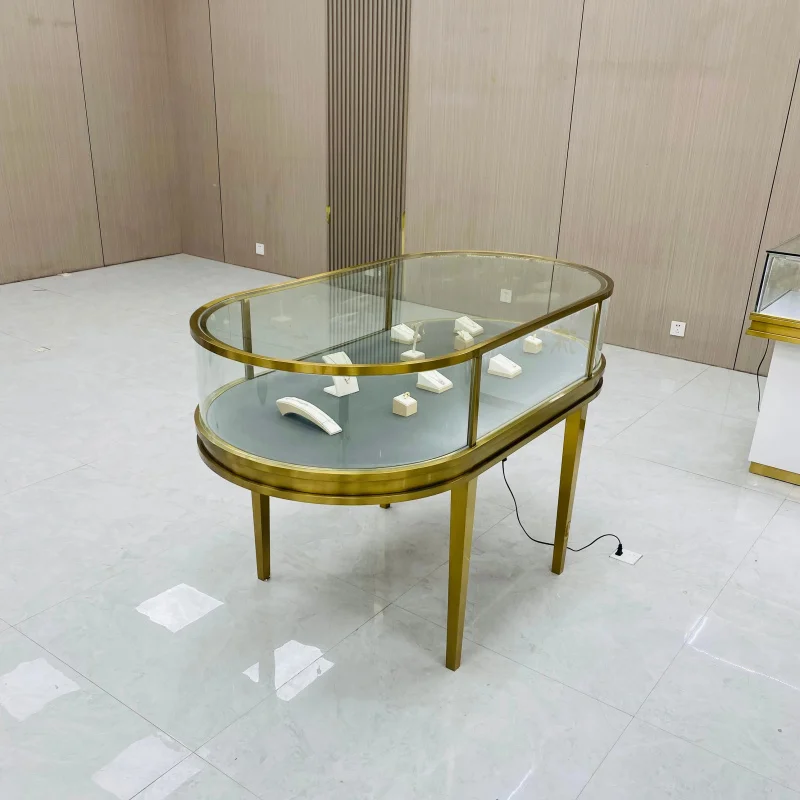 Customize.Luxury Oval Metal Stainless Steel Mirror Jewelry Display Table Showcase Cabinet Shop Furniture with Tempered Glass LED
Customize.Luxury Oval Metal Stainless Steel Mirror Jewelry Display Table Showcase Cabinet Shop Furniture with Tempered Glass LED