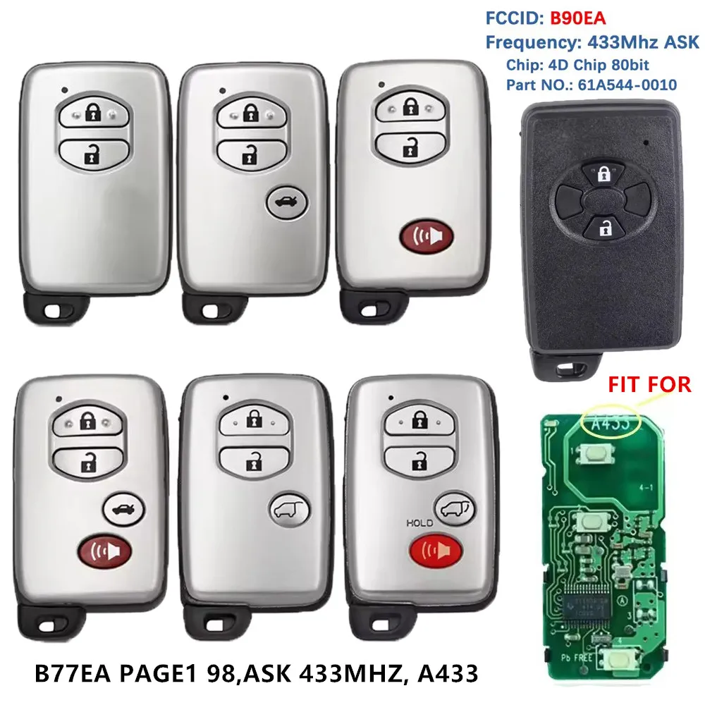 KEYECU Smart Remote Keyless Key A433 4D Chip ASK 433Mhz B77EA B90EA P1 98 For Toyota Land Cruiser RAV4 Aurion Highlander Kluger
KEYECU Smart Remote Keyless Key A433 4D Chip ASK 433Mhz B77EA B90EA P1 98 For Toyota Land Cruiser RAV4 Aurion Highlander Kluger