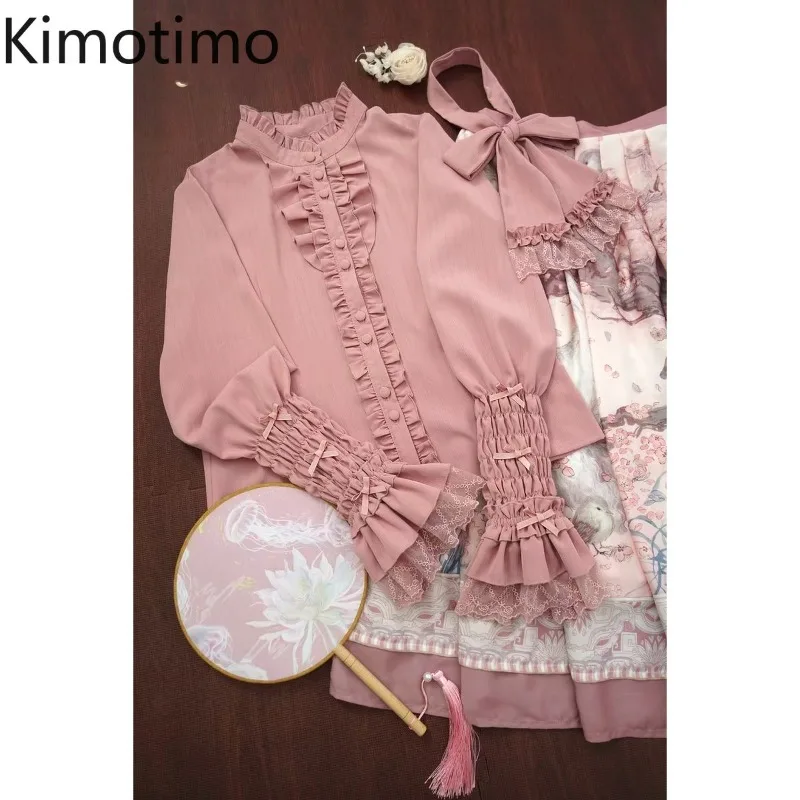 Kimotimo, японские рубашки в стиле Лолиты с длинными рукавами, женские однобортные топы с кружевными оборками Y2k, элегантная милая универсальная блузка
Kimotimo, японские рубашки в стиле Лолиты с длинными рукавами, женские однобортные топы с кружевными оборками Y2k, элегантная милая универсальная блузка