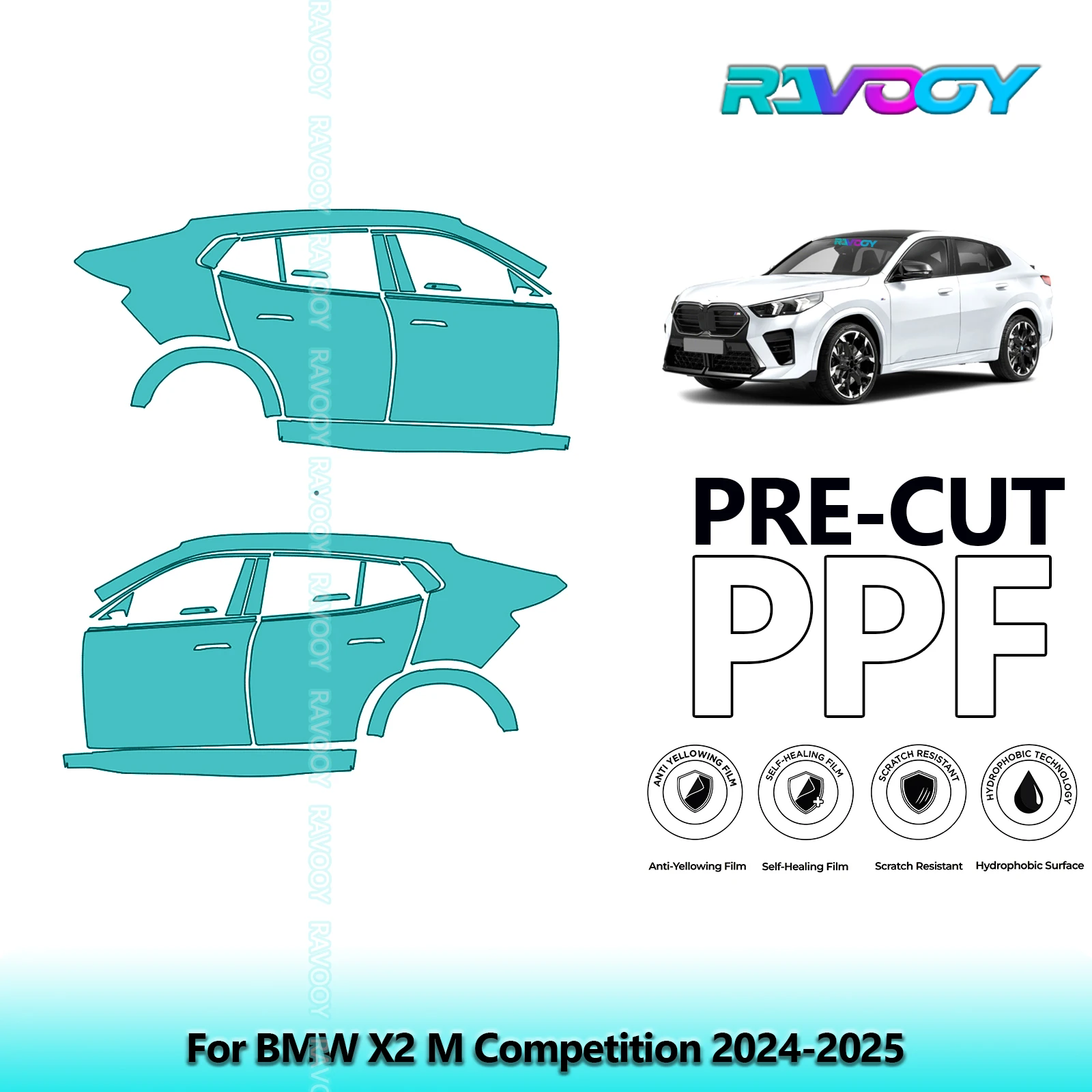 For BMW X2 M Competition 2024-2025 8.5mil Clear Matte Pre-Cut PPF Door & A/B Pillar Kit TPU Paint Protection Film Set
For BMW X2 M Competition 2024-2025 8.5mil Clear Matte Pre-Cut PPF Door & A/B Pillar Kit TPU Paint Protection Film Set