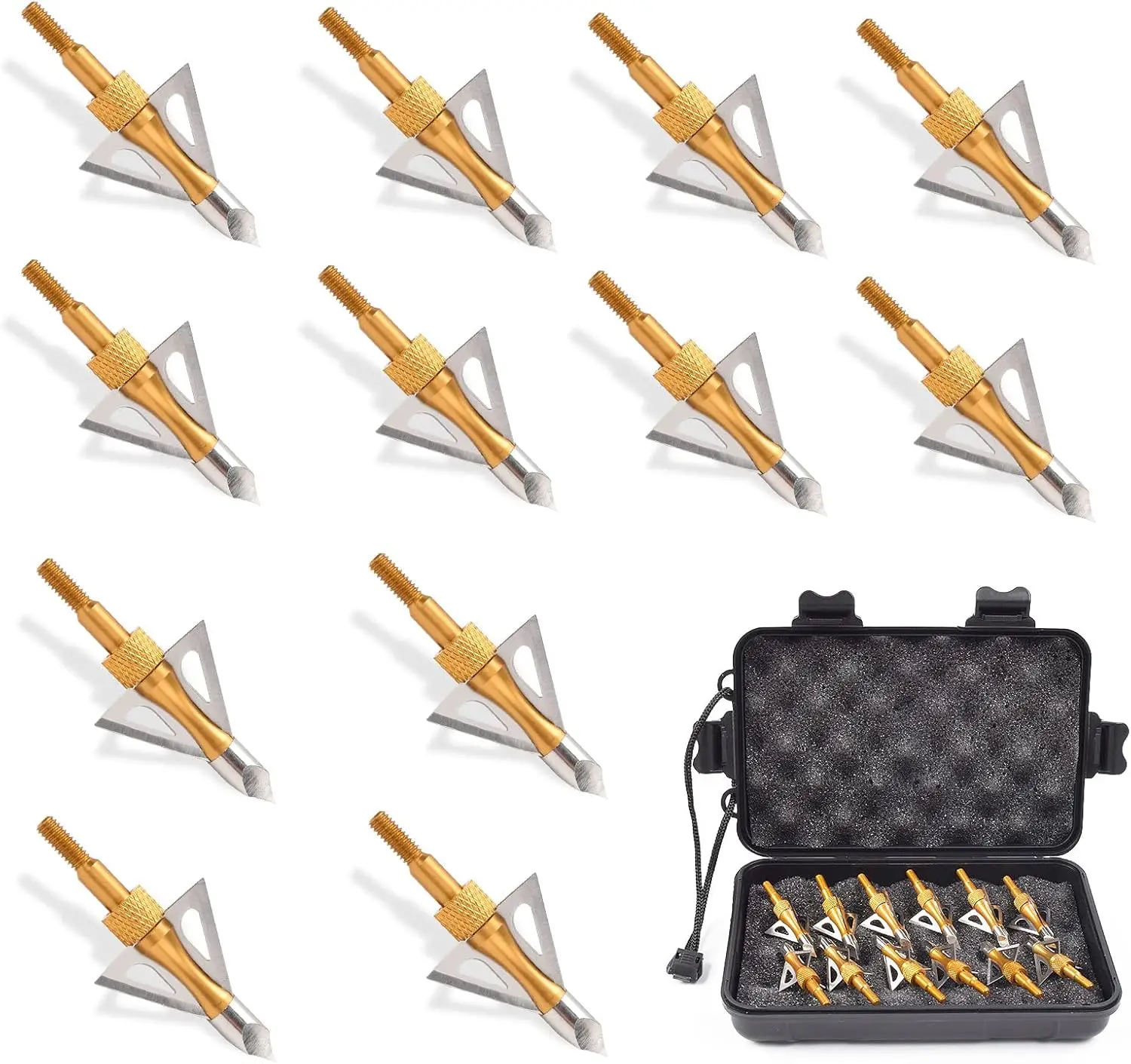 12PK 3 Blades Hunting Screw-in Broadheads 100 Grain Arrow Tips Compatible with Crossbow+ 1 PK Broadhead Storage Case
12PK 3 Blades Hunting Screw-in Broadheads 100 Grain Arrow Tips Compatible with Crossbow+ 1 PK Broadhead Storage Case