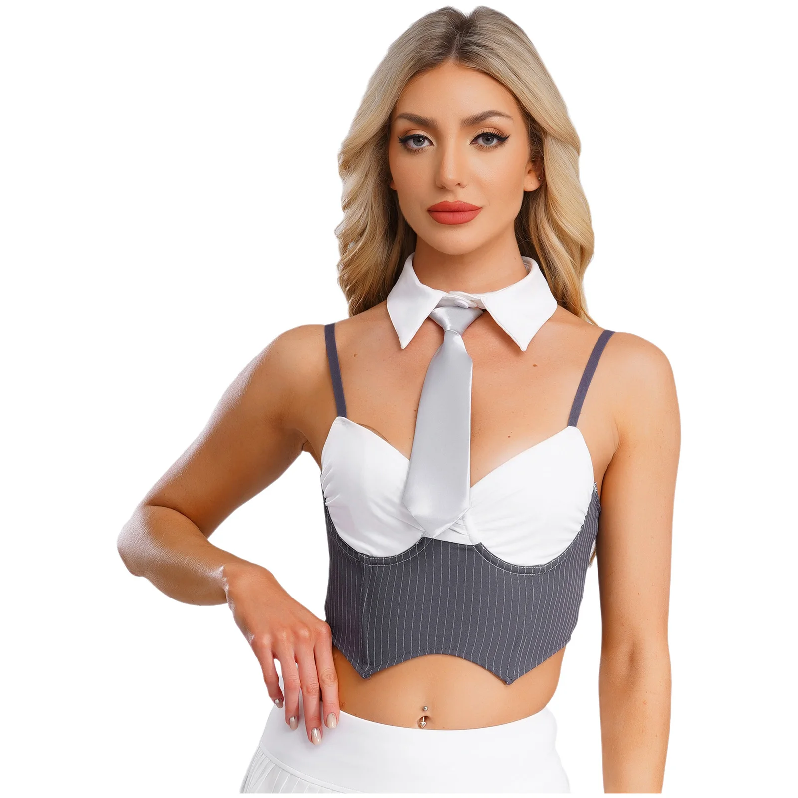 Женская майка со съемным воротником и галстуком, пуш-ап на косточках сзади, корсет на шнуровке, майка для клубной вечеринки по случаю дня рождения
Женская майка со съемным воротником и галстуком, пуш-ап на косточках сзади, корсет на шнуровке, майка для клубной вечеринки по случаю дня рождения