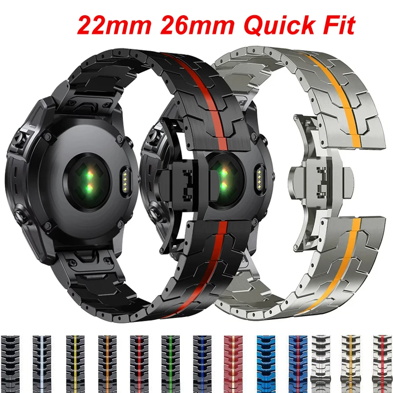 26mm 22mm Quick Fit Stainless Steel Strap For Garmin Fenix 8 51mm 47mm 7X 7 Pro 6X 6 5X 5Plus Band For Garmin Forerunner 965 745
26mm 22mm Quick Fit Stainless Steel Strap For Garmin Fenix 8 51mm 47mm 7X 7 Pro 6X 6 5X 5Plus Band For Garmin Forerunner 965 745