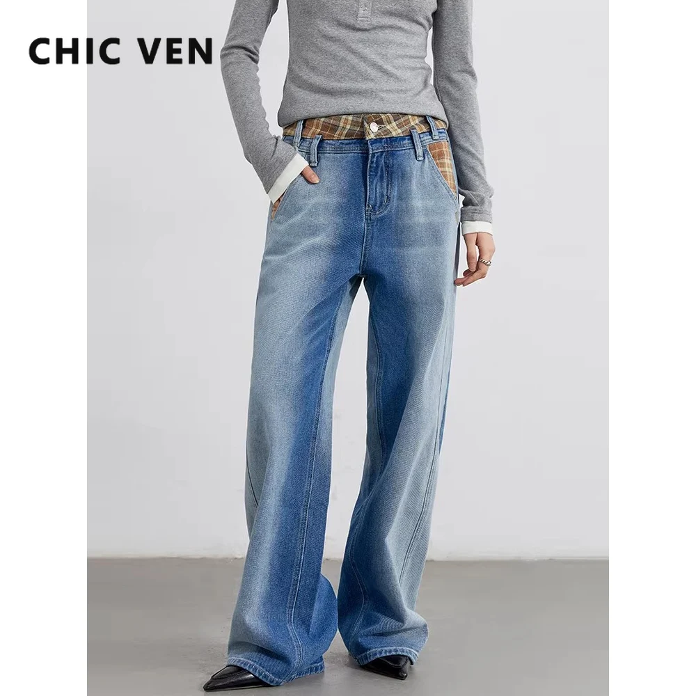 Женские джинсы CHIC VEN: ретро-стиль, пэчворк в клетку, высокая талия, прямые, из денима, с эффектом потертости, для уличной моды, осень-зима 2026
Женские джинсы CHIC VEN: ретро-стиль, пэчворк в клетку, высокая талия, прямые, из денима, с эффектом потертости, для уличной моды, осень-зима 2026