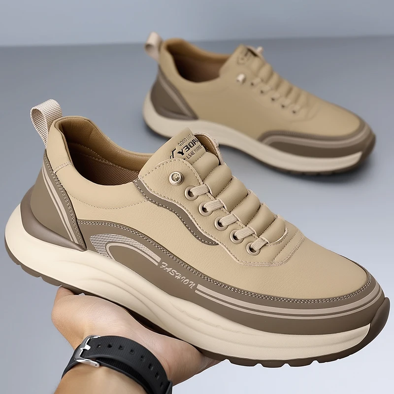 Thick Sole Walking Vulcanized Shoes Hard-Wearing Male Footwear Fashion Casual Shoes Genuine Leather Antiskid Sneakers Breathable
Thick Sole Walking Vulcanized Shoes Hard-Wearing Male Footwear Fashion Casual Shoes Genuine Leather Antiskid Sneakers Breathable