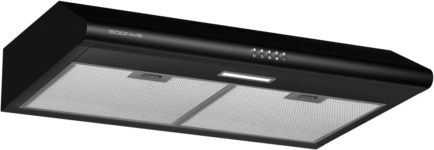 30 inch Black Under Cabinet Ran Hood Stainless Steel Slim Kitchen Vent Hood Ducted Ductless Convertible with 3 Speed Controls 5-
30 inch Black Under Cabinet Ran Hood Stainless Steel Slim Kitchen Vent Hood Ducted Ductless Convertible with 3 Speed Controls 5-