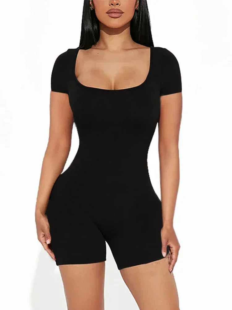 2025 Summer New Women's Sexy Solid Color Short Sleeve U Neck Jumpsuit Short Jumpsuit Yoga Fitness One Piece Polyester
2025 Summer New Women's Sexy Solid Color Short Sleeve U Neck Jumpsuit Short Jumpsuit Yoga Fitness One Piece Polyester