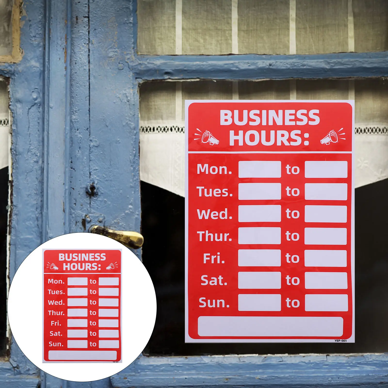 Business Hours Sign PVC Sun Proof Adhesive Rewritable Opening Sticker for Shop Store Bank Office Cafe Bakery Restaurant
Business Hours Sign PVC Sun Proof Adhesive Rewritable Opening Sticker for Shop Store Bank Office Cafe Bakery Restaurant