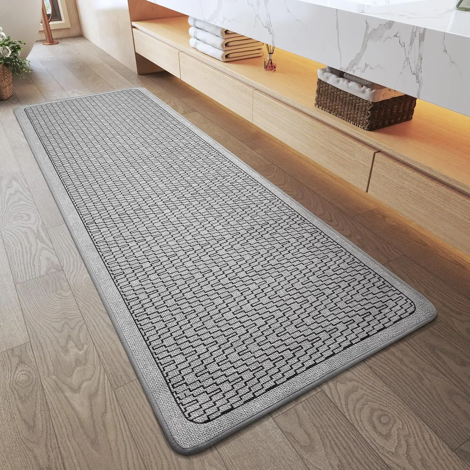 Non Slip Bathroom Runner Rug, Thin Quick Dry Mat for Tub and Shower, Grey 24x70
Non Slip Bathroom Runner Rug, Thin Quick Dry Mat for Tub and Shower, Grey 24x70