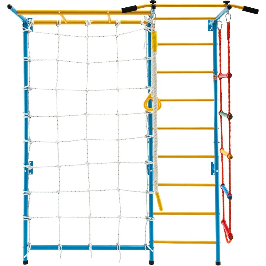 GLACER 7-in-1 Indoor Adventure Playground with Steel Frame Monkey Bars Gym Rings for Aged 3+ Solid Wall Set up
GLACER 7-in-1 Indoor Adventure Playground with Steel Frame Monkey Bars Gym Rings for Aged 3+ Solid Wall Set up