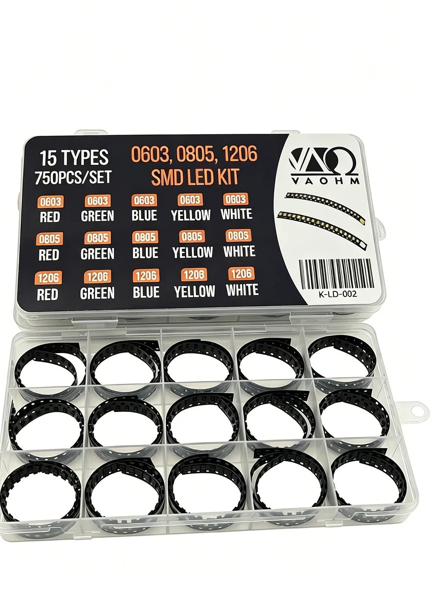 0603 0805 1206 SMD LED KIT 15TYPES/750PCS SET
0603 0805 1206 SMD LED KIT 15TYPES/750PCS SET