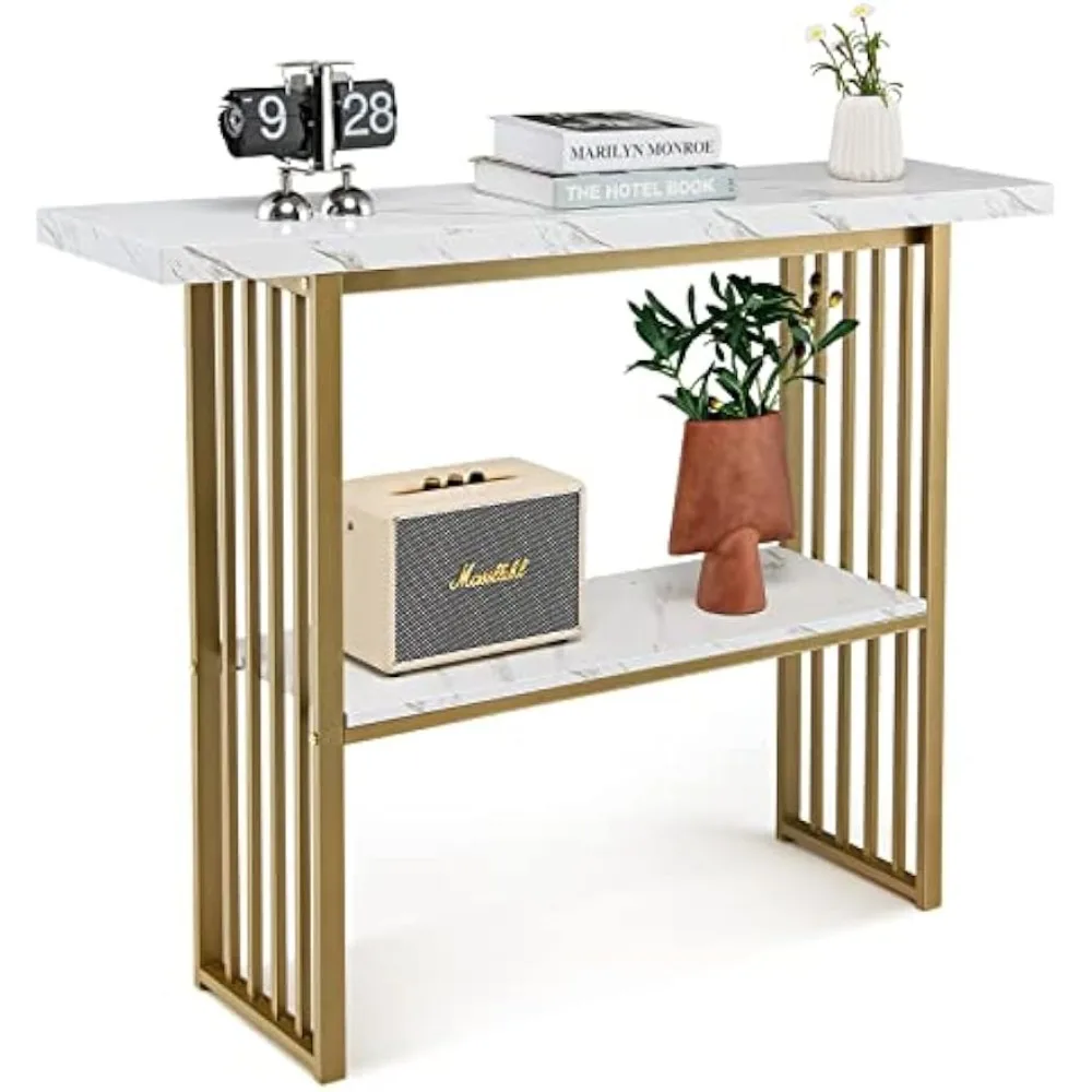Faux Marble Top, Steel Frame & Open Shelf, Entryway Table, Modern Entryway Table for Living Room, Hallway, Entrance
Faux Marble Top, Steel Frame & Open Shelf, Entryway Table, Modern Entryway Table for Living Room, Hallway, Entrance
