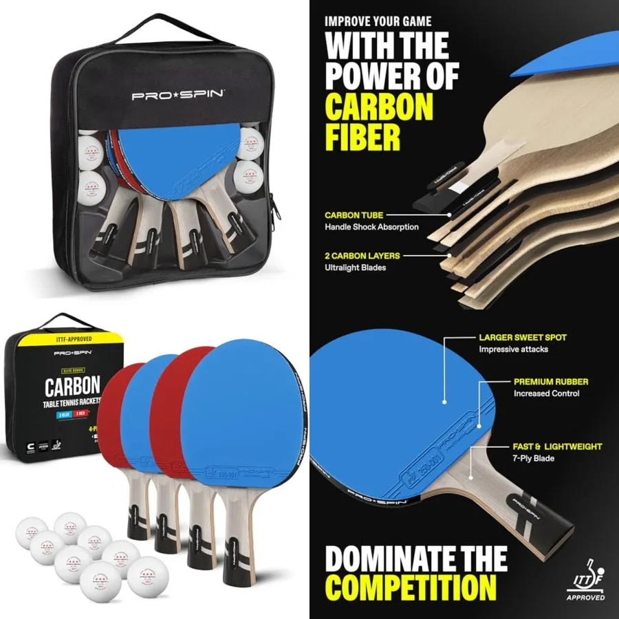 Ping Pong Paddles ITTF Approved Professional Table Tennis Rackets with Carbon Fiber for Superior Control 7-Ply Blade, Premium R
Ping Pong Paddles ITTF Approved Professional Table Tennis Rackets with Carbon Fiber for Superior Control 7-Ply Blade, Premium R