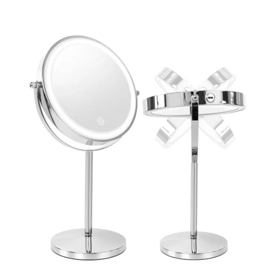 Mirror with Three Color Light, 1x/10x Magnifying Glass, Portable Round Double Sided Travel Mirror, Desktop Mirror, 360° rotatab
Mirror with Three Color Light, 1x/10x Magnifying Glass, Portable Round Double Sided Travel Mirror, Desktop Mirror, 360° rotatab