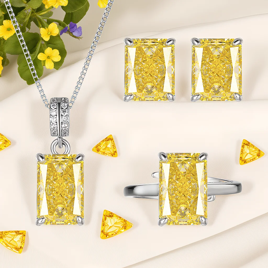4pcs Elegant Vintage Jewelry Set for Women Rectangle Yellow Gemstone Necklace Shiny Crystal Choker Bridal Wedding Earrings Party
4pcs Elegant Vintage Jewelry Set for Women Rectangle Yellow Gemstone Necklace Shiny Crystal Choker Bridal Wedding Earrings Party
