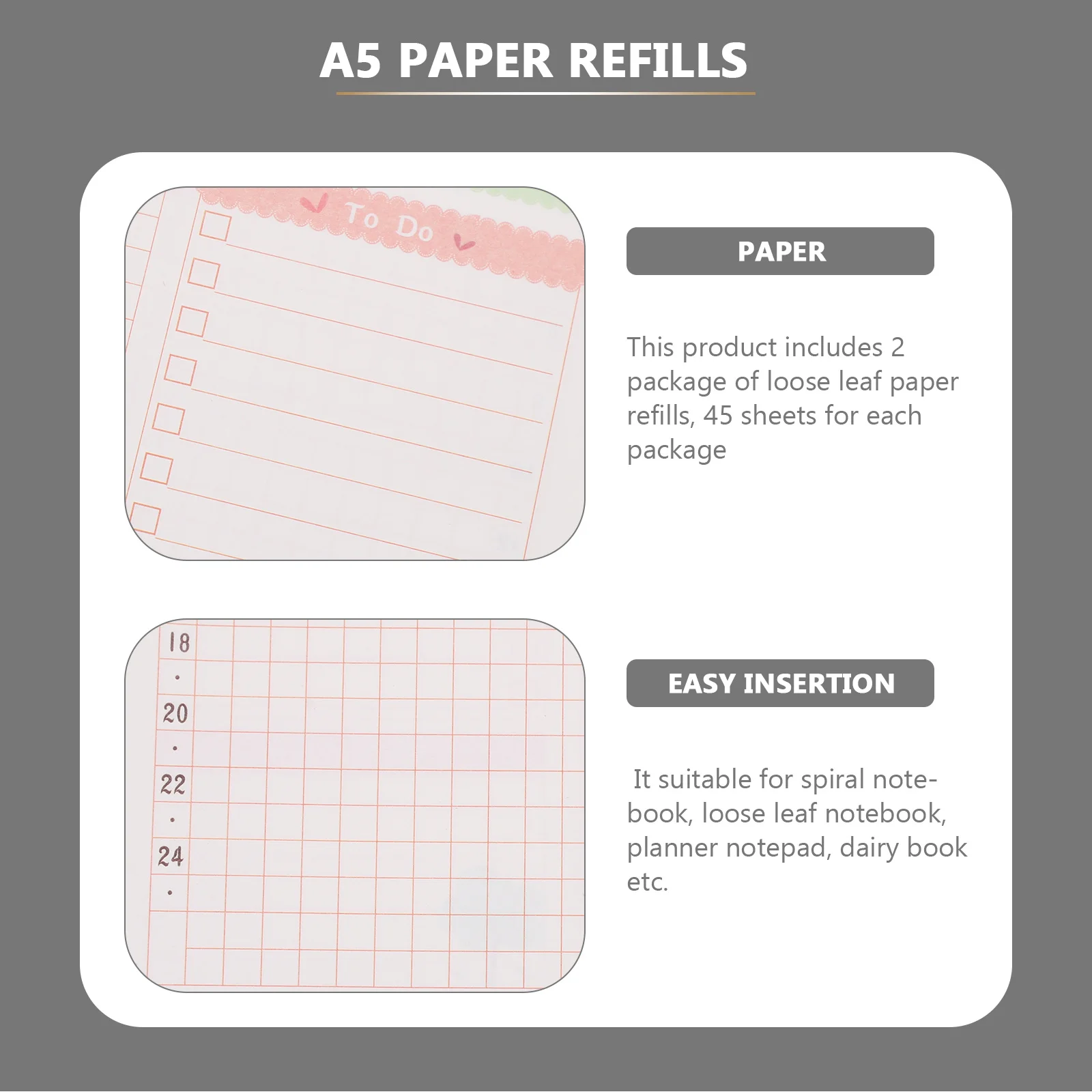 Smooth A5 6 Holes Paper Refills 1Pcs 45 Sheets Each Cute Bright Design for Planner Notepad Diary Book Filler Paper
Smooth A5 6 Holes Paper Refills 1Pcs 45 Sheets Each Cute Bright Design for Planner Notepad Diary Book Filler Paper