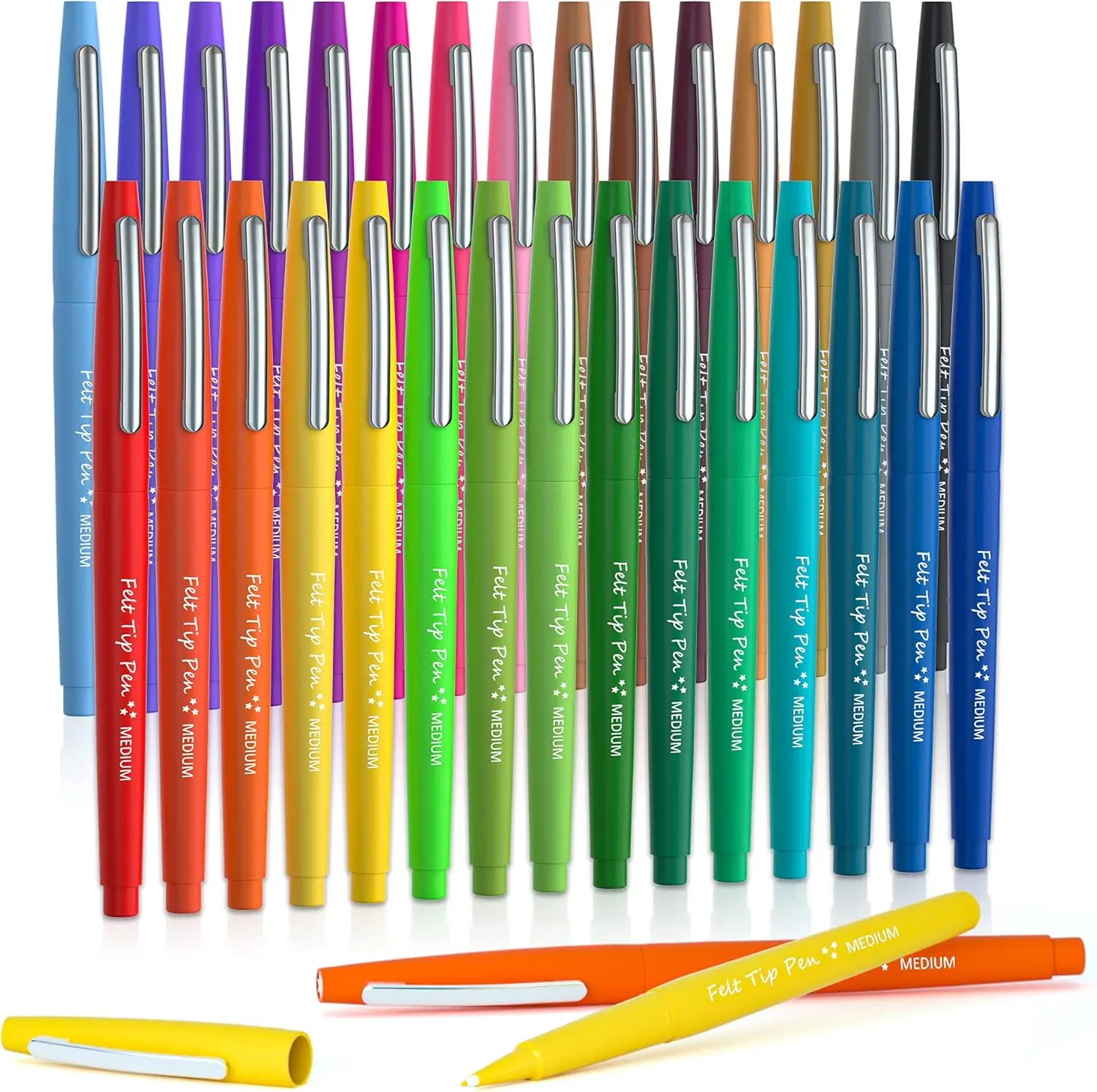 Felt Tip Pens 30 Colors, Medium Point Markers for Journaling, Writing, Note Taking, Planner Coloring, Art Office School Supplies
Felt Tip Pens 30 Colors, Medium Point Markers for Journaling, Writing, Note Taking, Planner Coloring, Art Office School Supplies