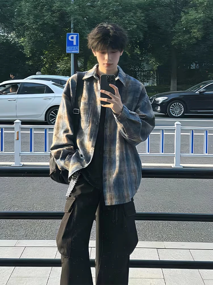 Retro American Blue Brown Plaid Men's Long Sleeve Shirt Spring Summer Tie Dye Lightweight Outerwear Neutral Style Standard Fit
Retro American Blue Brown Plaid Men's Long Sleeve Shirt Spring Summer Tie Dye Lightweight Outerwear Neutral Style Standard Fit