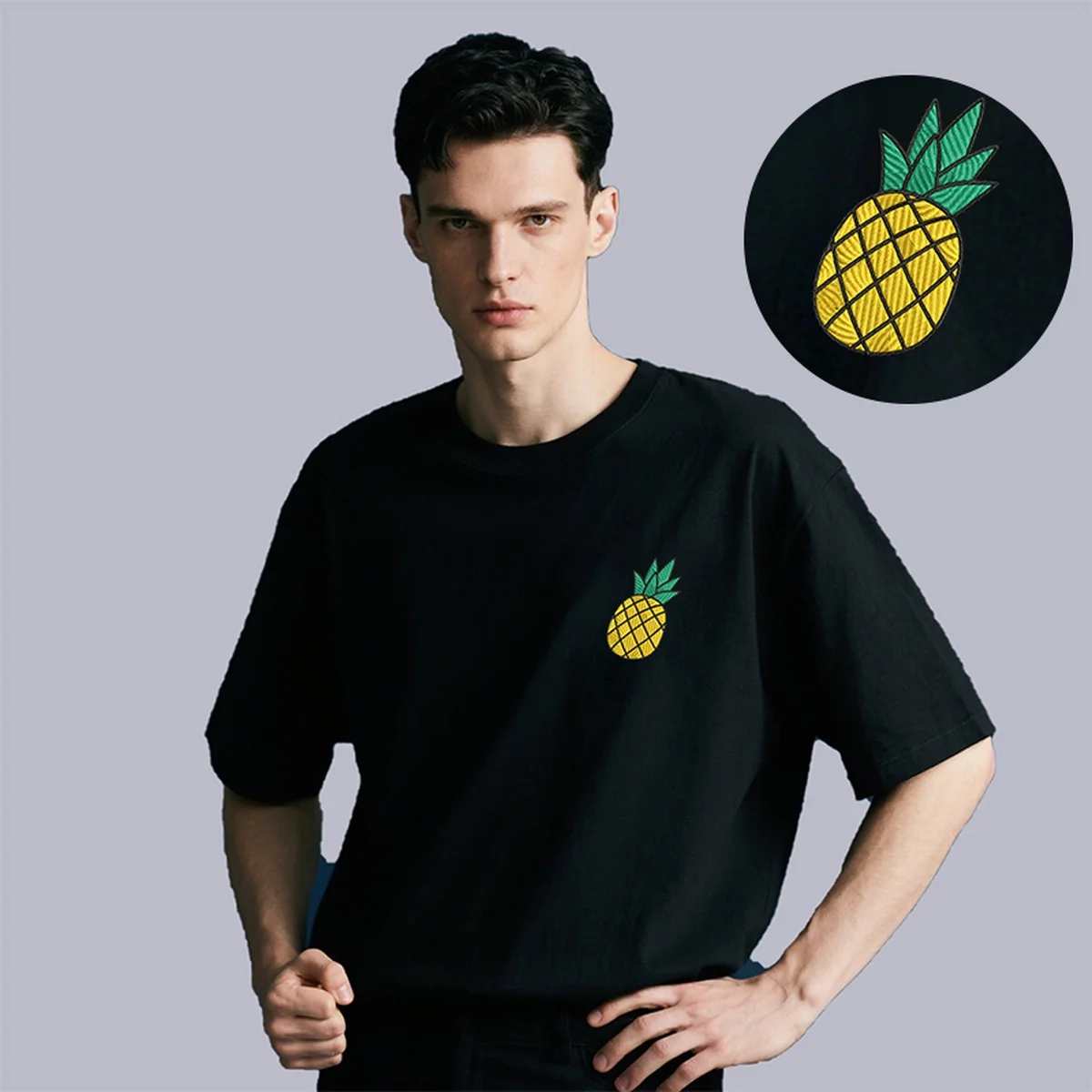 Bold Men Women T-Shirt Y2K Embroidery Touch Luxury Cotton Top Tees Cozy Embroideried Pineapple Design Outings Nice T-Shirts
Bold Men Women T-Shirt Y2K Embroidery Touch Luxury Cotton Top Tees Cozy Embroideried Pineapple Design Outings Nice T-Shirts