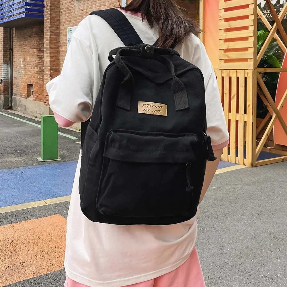 Cotton Canvas Men Women Backpack Vintage Traveling Commuting Backpacks Large Capacity Solid Color Fashion Knapsack
Cotton Canvas Men Women Backpack Vintage Traveling Commuting Backpacks Large Capacity Solid Color Fashion Knapsack