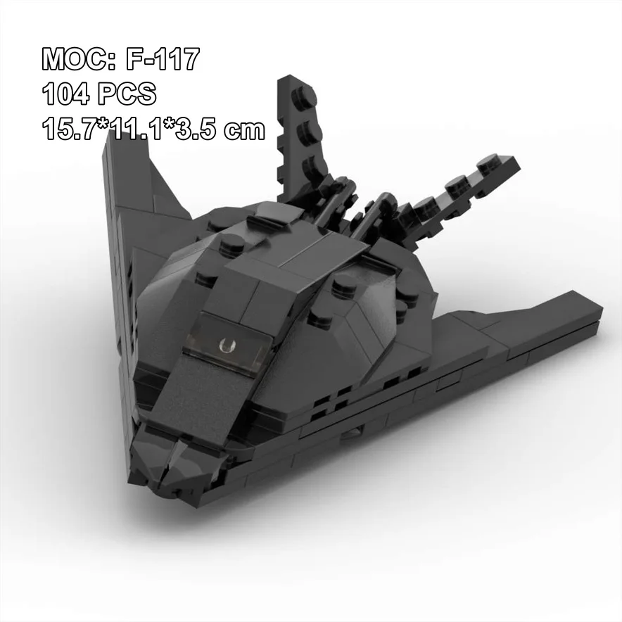 Строительные блоки MOC, военная серия F-117, ночной ястреб, стелс-истребитель, реактивная модель самолета с подставкой, детская сборная игрушка 
Строительные блоки MOC, военная серия F-117, ночной ястреб, стелс-истребитель, реактивная модель самолета с подставкой, детская сборная игрушка