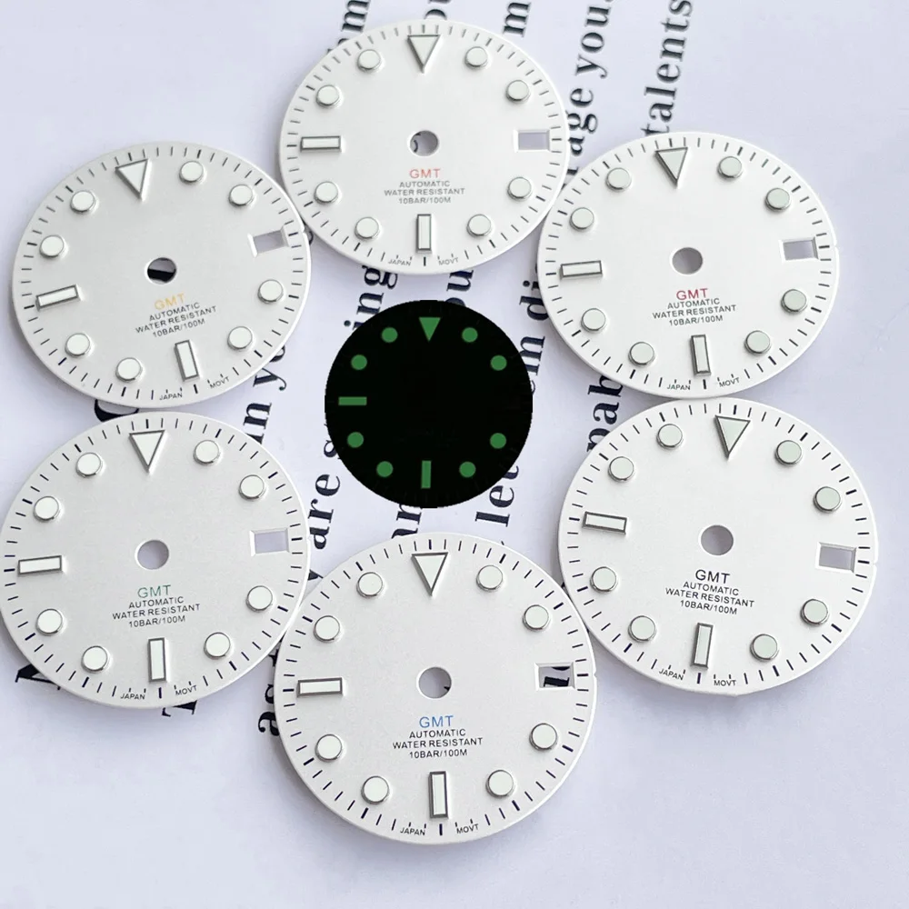 28.5mm GMT dial suitable for NH34 movement green luminous white matte dial watch modification accessories
28.5mm GMT dial suitable for NH34 movement green luminous white matte dial watch modification accessories