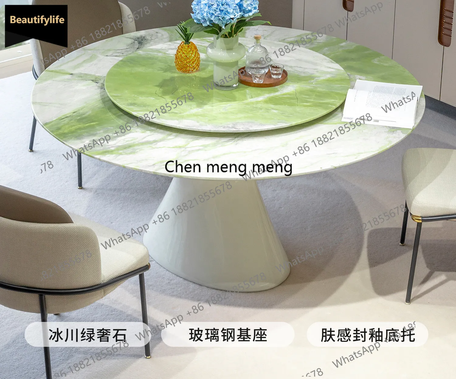 b567 Natural glacier green luxury stone dining table Italian minimalist high-end French jadeite marble dining table
b567 Natural glacier green luxury stone dining table Italian minimalist high-end French jadeite marble dining table