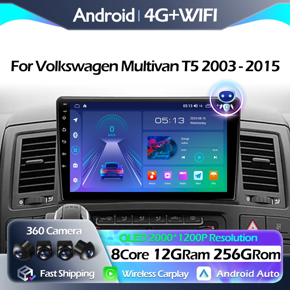 Android Auto Carplay For Volkswagen Multivan T5 2003 - 2015 Car Radio Multimedia Video Player Navigation stereo GPS WIFI BT QLED
Android Auto Carplay For Volkswagen Multivan T5 2003 - 2015 Car Radio Multimedia Video Player Navigation stereo GPS WIFI BT QLED