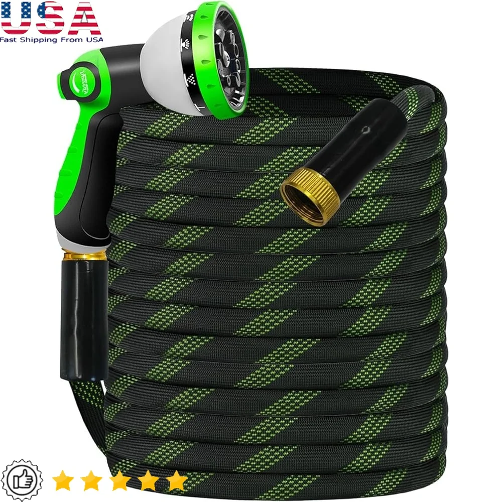 75FT Heavy Duty Flexible Garden Hose Non Expandable Leak Proof 10 Function Nozzle Kink Resistant High Pressure Watering
75FT Heavy Duty Flexible Garden Hose Non Expandable Leak Proof 10 Function Nozzle Kink Resistant High Pressure Watering